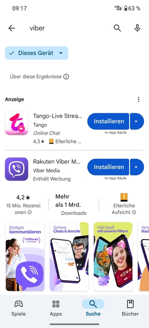 Wählen Sie die App