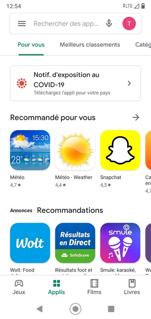 Sélectionnez la barre de Recherche