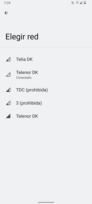 Seleccione un operador de red de la lista