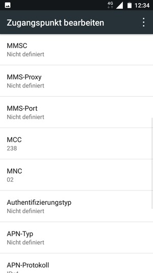 Scrollen Sie nach unten und geben Sie Internetinformationen ein