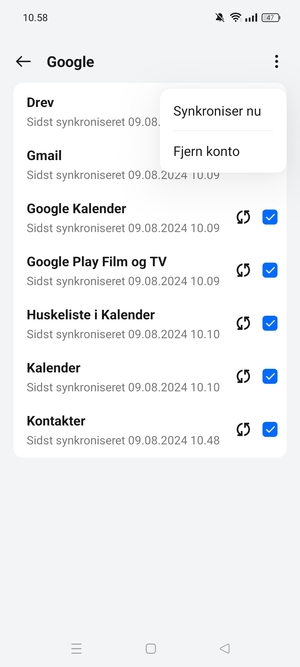 Vælg Synkroniser nu