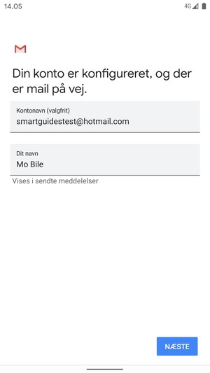 Giv din konto et navn og indtast dit navn. Vælg NÆSTE