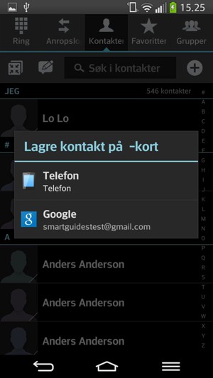 Velg din Google-konto