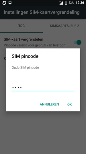 Voer uw Oude SIM pincode in en selecteer OK