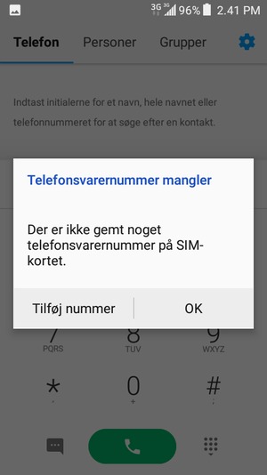 Hvis din telefonsvarer ikke er sat op, vælg Tilføj nummer