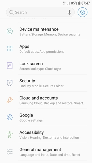 Scroll to and select Security