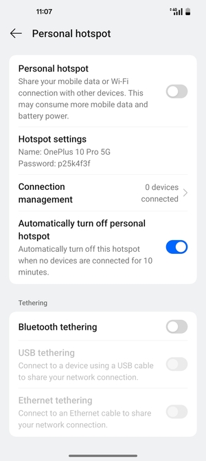 Select Hotspot settings