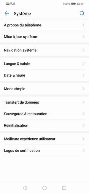 Faites défiler et sélectionnez Mise à jour système