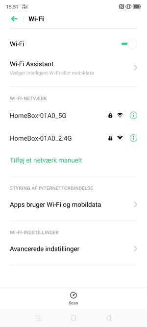 Vælg det trådløse netværk, du ønsker at oprette forbindelse til