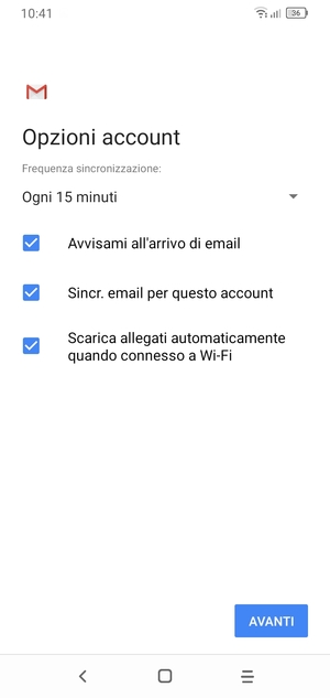 Seleziona AVANTI