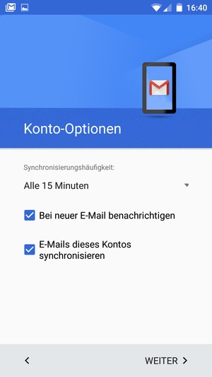 Wählen Sie WEITER