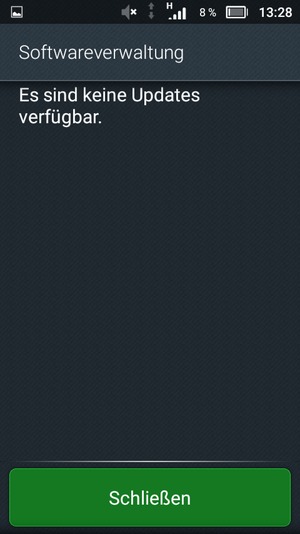 Falls Ihr Handy aktualisiert ist, wählen Sie Schließen