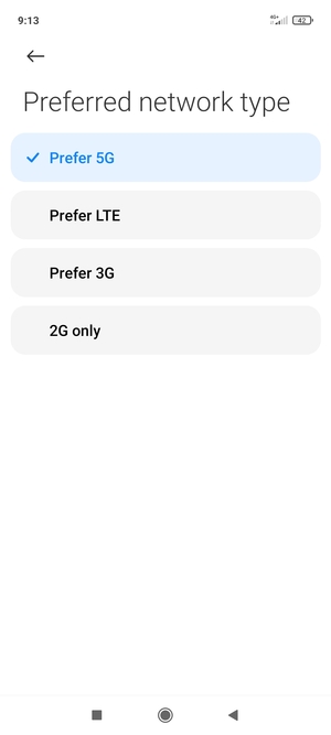 Select your preferred option