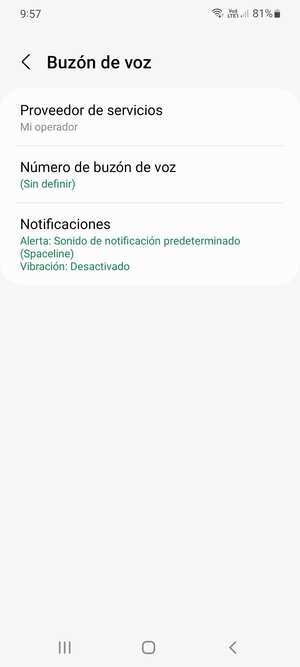 Seleccione Número de buzón de voz