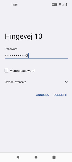 Inserisci la password del Wi-Fi e seleziona CONNETTI