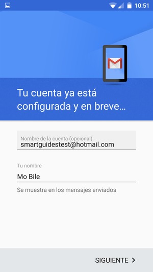 Déle a su cuenta un nombre y escriba su nombre. Seleccione SIGUIENTE