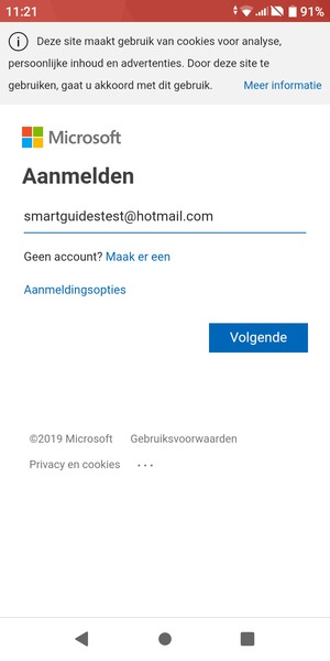Voer uw Hotmail adres in en selecteer Volgende