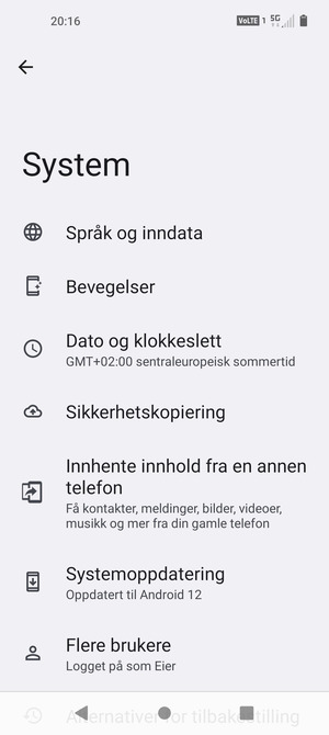 Velg Systemoppdatering