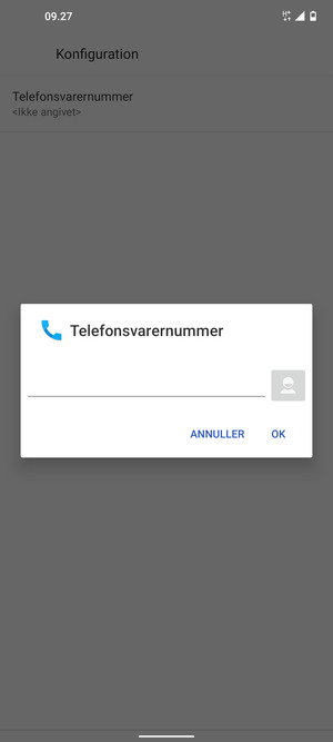 Indtast Telefonsvarernummer og vælg OK
