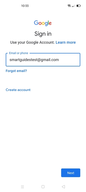 Enter your Gmail address and select Next