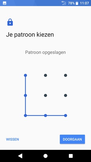 Teken een ontgrendelingspatroon en selecteer DOORGAAN