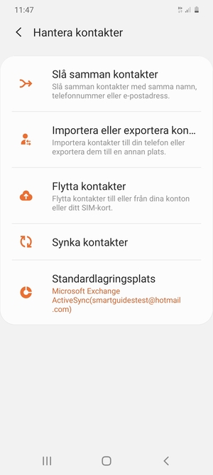 Välj Importera eller exportera kontakter
