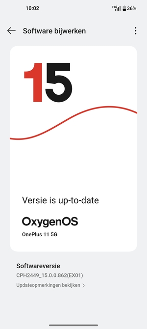 Als uw telefoon up-to-date is, zult u het volgende scherm zien