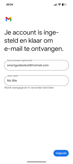 Geef uw account een naam en voer uw naam in. Selecteer Volgende