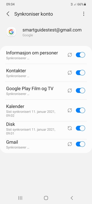 Din informasjon blir synkronisert
