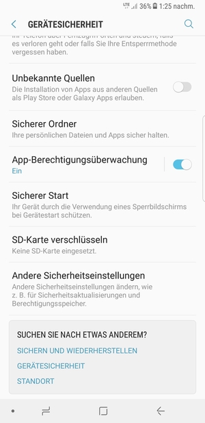 Scrollen Sie und wählen Sie Andere Sicherheitseinstellungen
