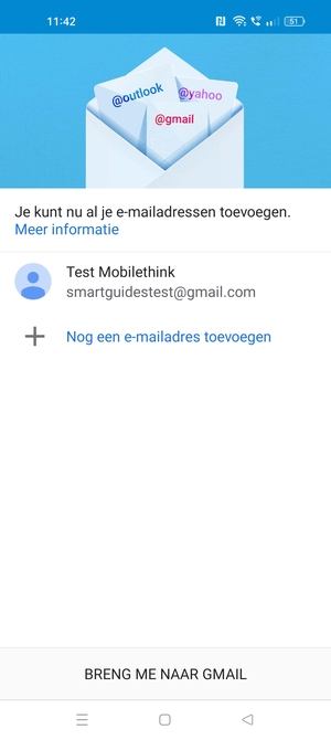 Selecteer BRENG ME NAAR GMAIL