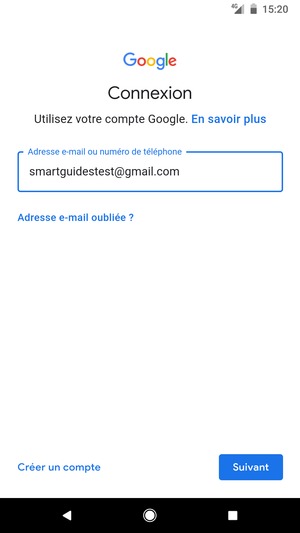 Saisissez votre adresse Gmail et sélectionnez Suivant