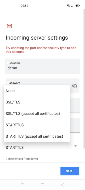Select None and NEXT