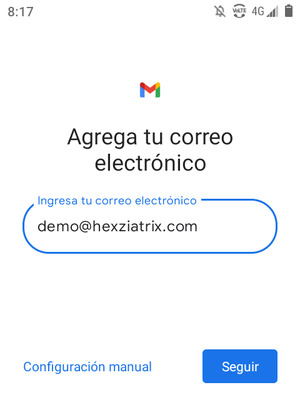 Introduzca su Dirección de correo electrónico y seleccione Seguir