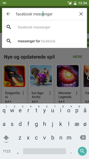 Indtast navnet på appen og vælg Søg