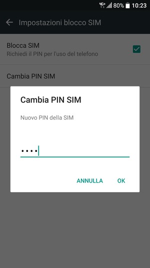 Inserisci Nuovo PIN della SIM e seleziona OK