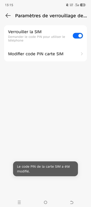 Votre code PIN de la carte SIM a été modifié
