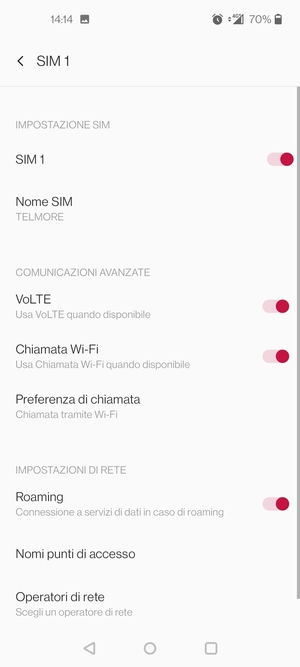 Attiva o disattiva Roaming
