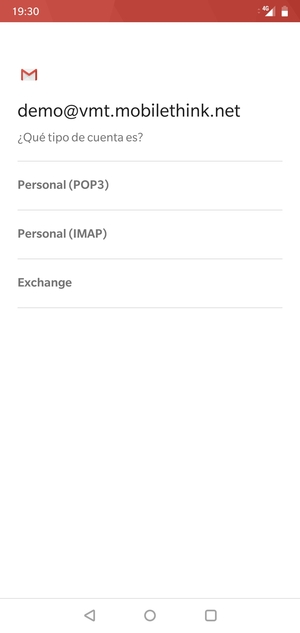 Seleccione Personal (POP3) o Personal (IMAP)