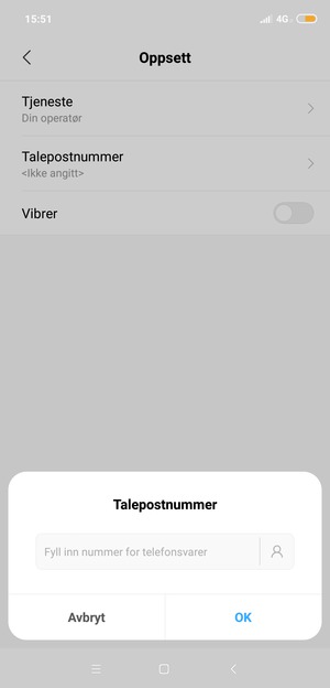 Skriv inn Talepostnummer og velg OK