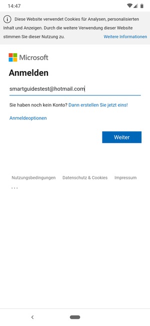 Geben Sie Ihre E-Mail-Adresse ein und wählen Sie Weiter