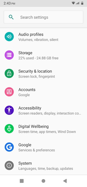 Scroll to and select Security & location