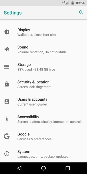 Scroll to and select Security & location