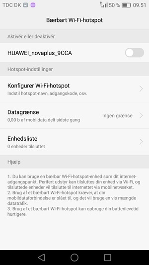 Vælg Konfigurer Wi-Fi-hotspot