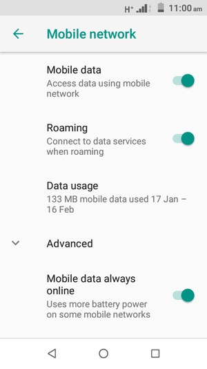 Turn Roaming on or off