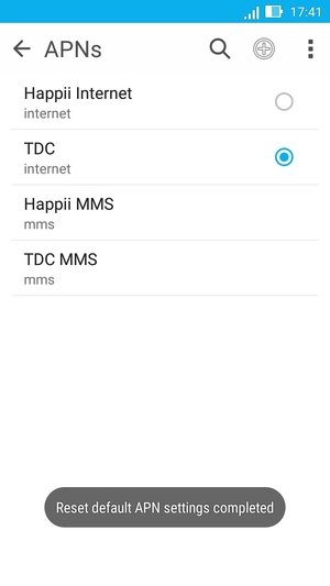 Your phone will reset to default Internet and MMS settings