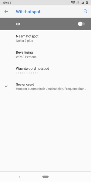 Selecteer Wachtwoord hotspot