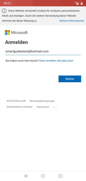 Geben Sie Ihre E-Mail-Adresse ein und wählen Sie Weiter