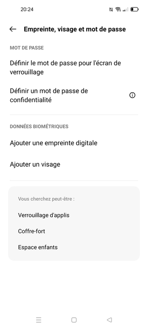 Sélectionnez Définir le mot de passe pour lécran verrouillage