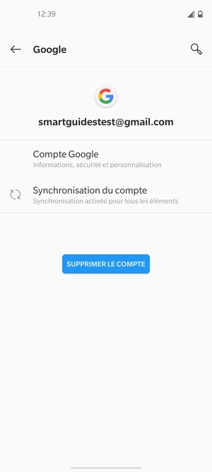 Sélectionnez Synchronisation du compte